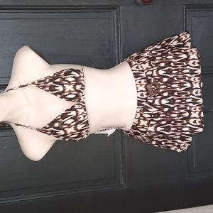 NWT SUNSETS Sm Feline Halter Top & Skirted Bottom Bikini